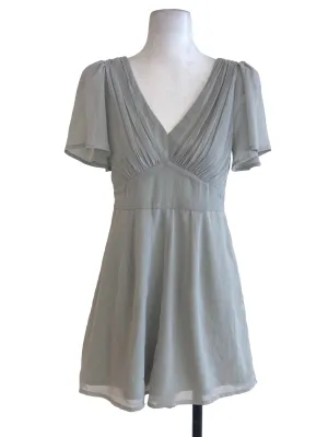 Mint V Neck Half Pleated Rompers