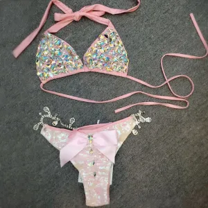 Missord Sexy V-neck halter diamond Bow FT4319