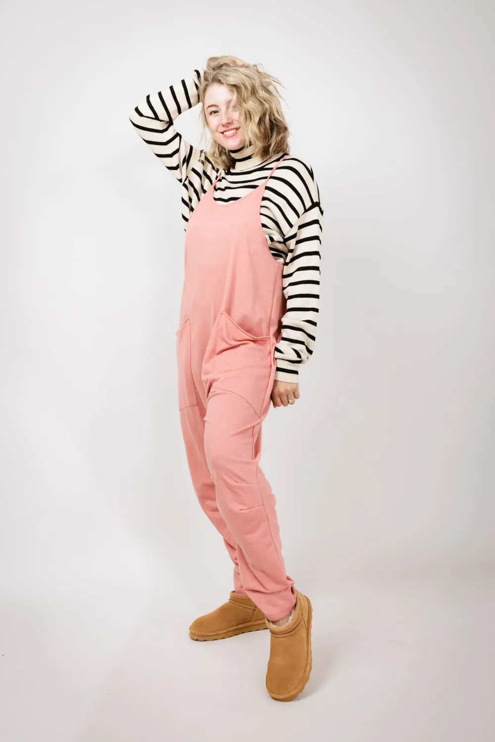 Moa Moa Outer Pocket Onesie for Women in Dark Blush | MDB952-FPI-DKBLUSH