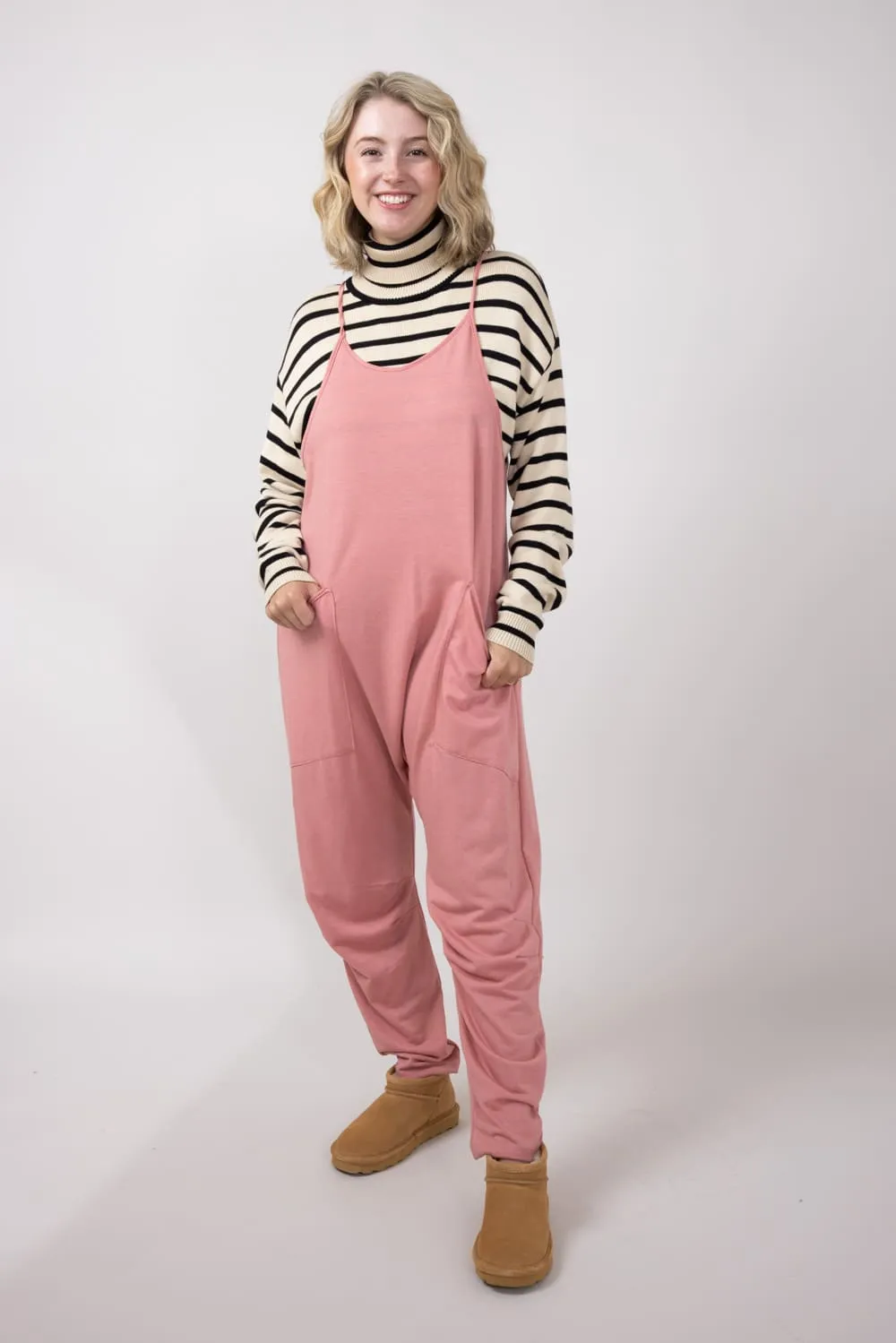 Moa Moa Outer Pocket Onesie for Women in Dark Blush | MDB952-FPI-DKBLUSH