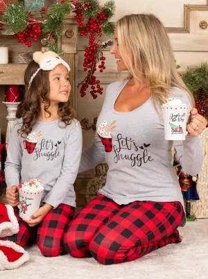 Mommy and Me Let's Snuggle Plaid Pajama Set
