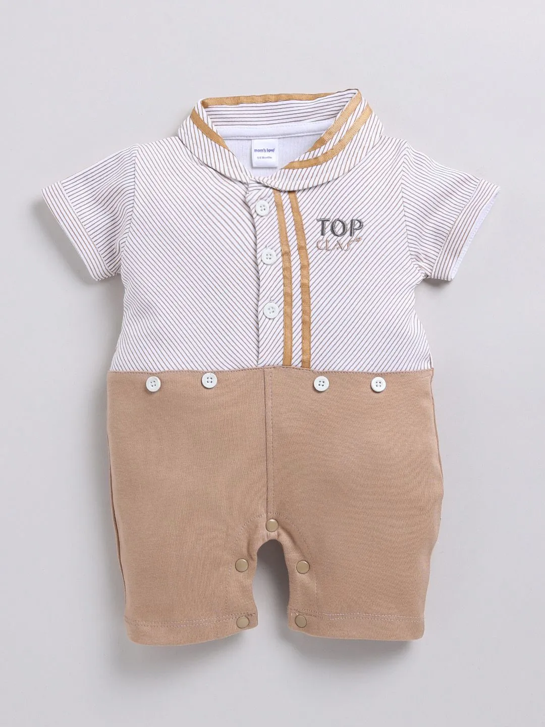 Moms Love Infant Boys Pure Cotton Colourblocked Rompers