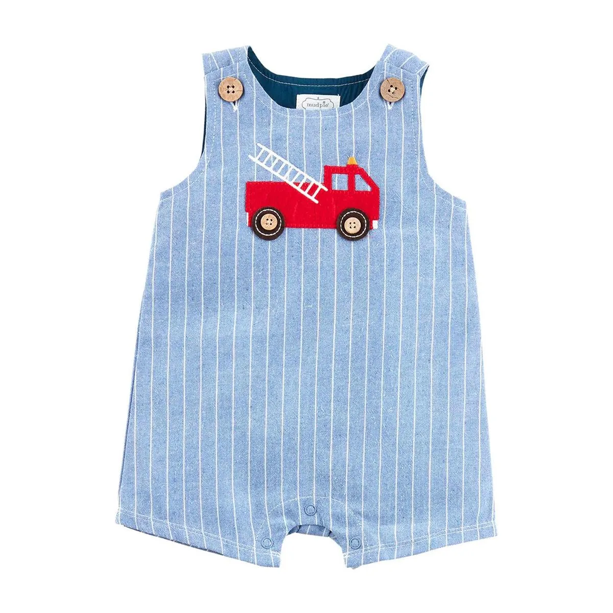 Mud Pie Pinstripe Chambray Fire Truck Jon Jon