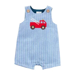 Mud Pie Pinstripe Chambray Fire Truck Jon Jon