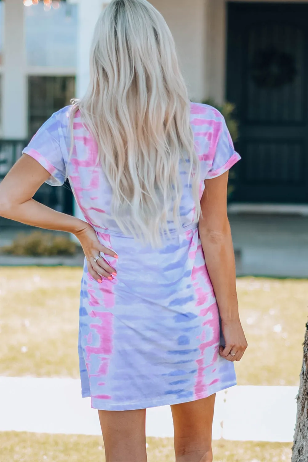Multicolor American Flag Sunflower Tie Dye Print Adult Mini Dress