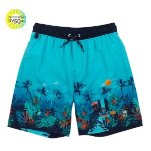 Nano Tropical Frog Print Boardshorts