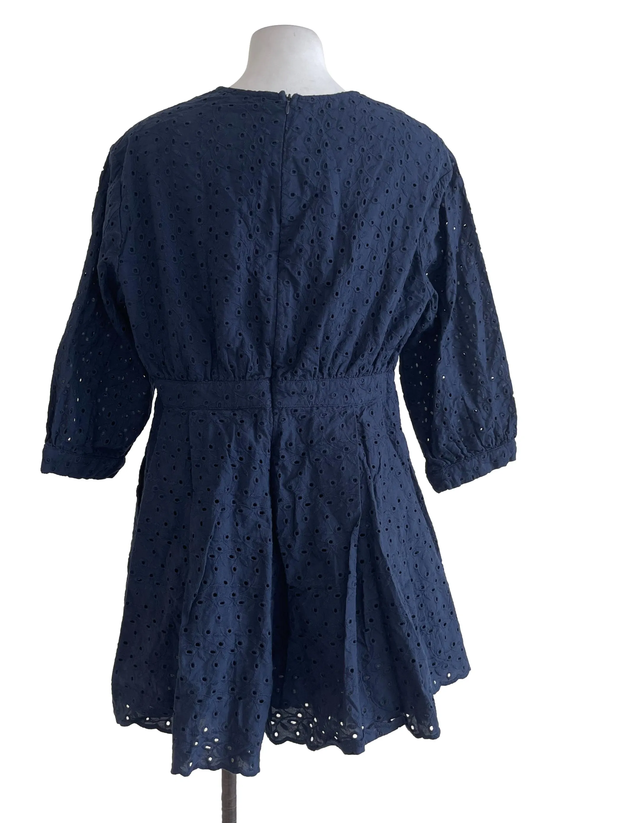 Navy Blue Embroidery Romper