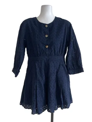 Navy Blue Embroidery Romper