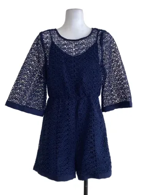 Navy Blue Laced Rompers