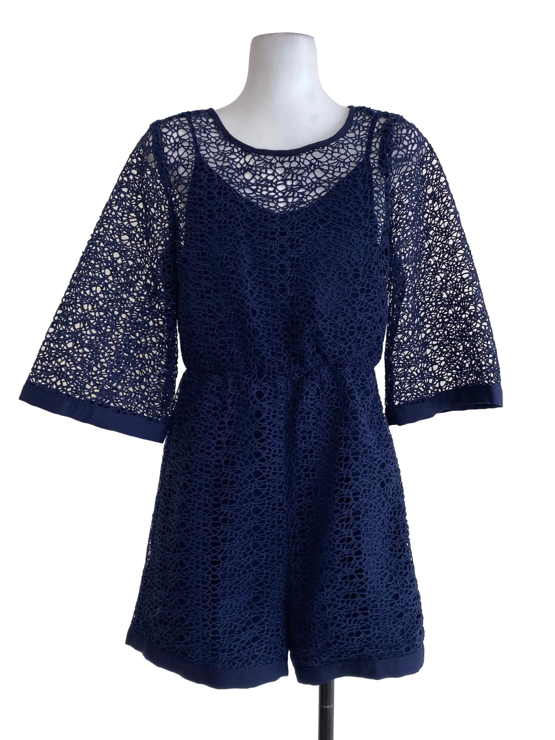 Navy Blue Laced Rompers