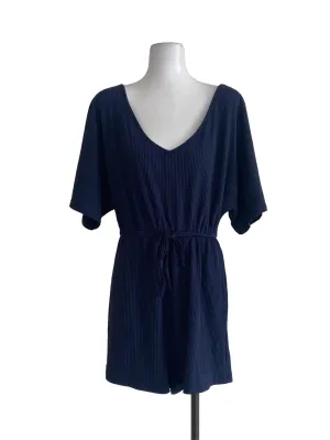 Navy Blue V Neck Romper