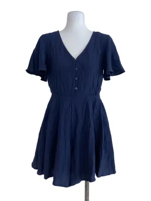 Navy Blue V Neck Romper