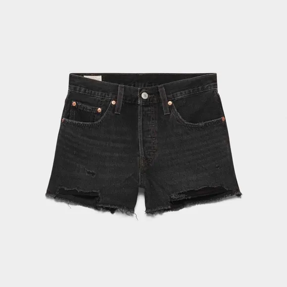 NEW Aritzia Levi's Premium 501 Original Shorts-Size 26-Black-Distressed