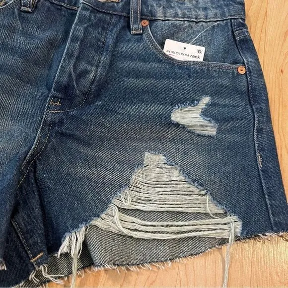 NEW Blank NYC The Barrow Vintage High Rise Distressed Jean Shorts Women’s 25
