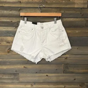 New BLANKNYC Distressed Frayed Hem Shorts Button Fly in White Size 26