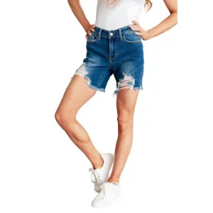NEW JUDY BLUE mid rise distressed cutoff shorts in dark wash