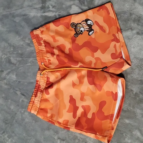 Niamer Orange Camo Drawstring Shorts Size L