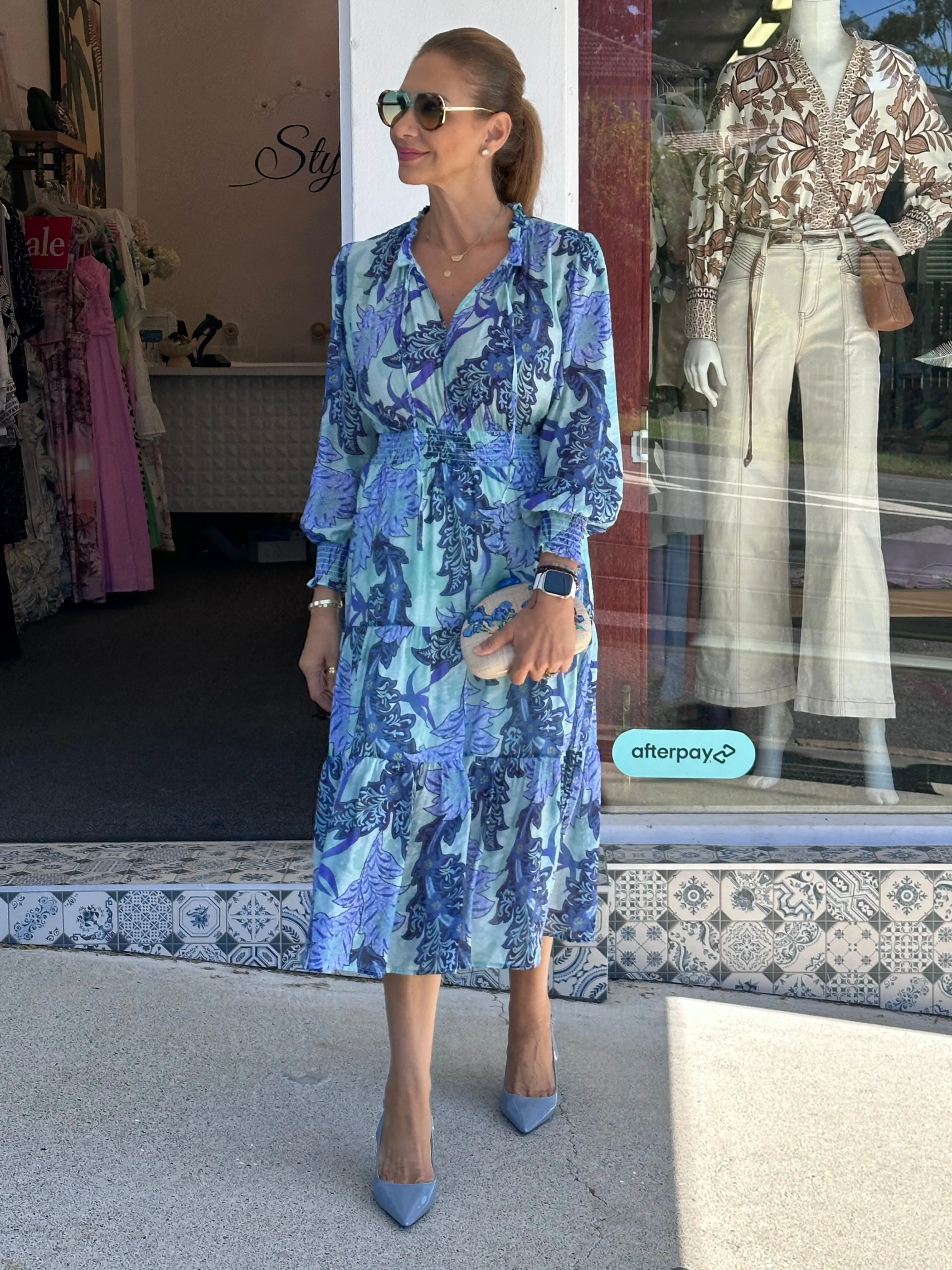 Nicola Blue Flora Dress