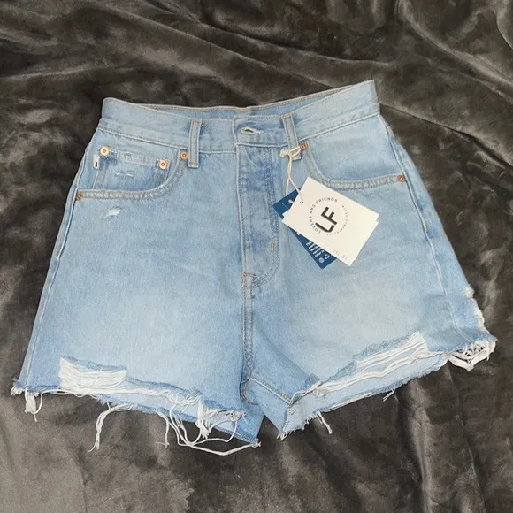 NWT Lovers   Friends Austin Super High Rise  Distressed Cut Off Denim Shorts