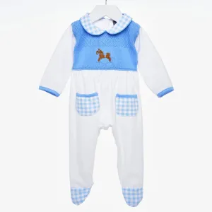 Ocean Baby Boys Full Front Smocked Rocking Horse Sleepsuit (NB-12M)
