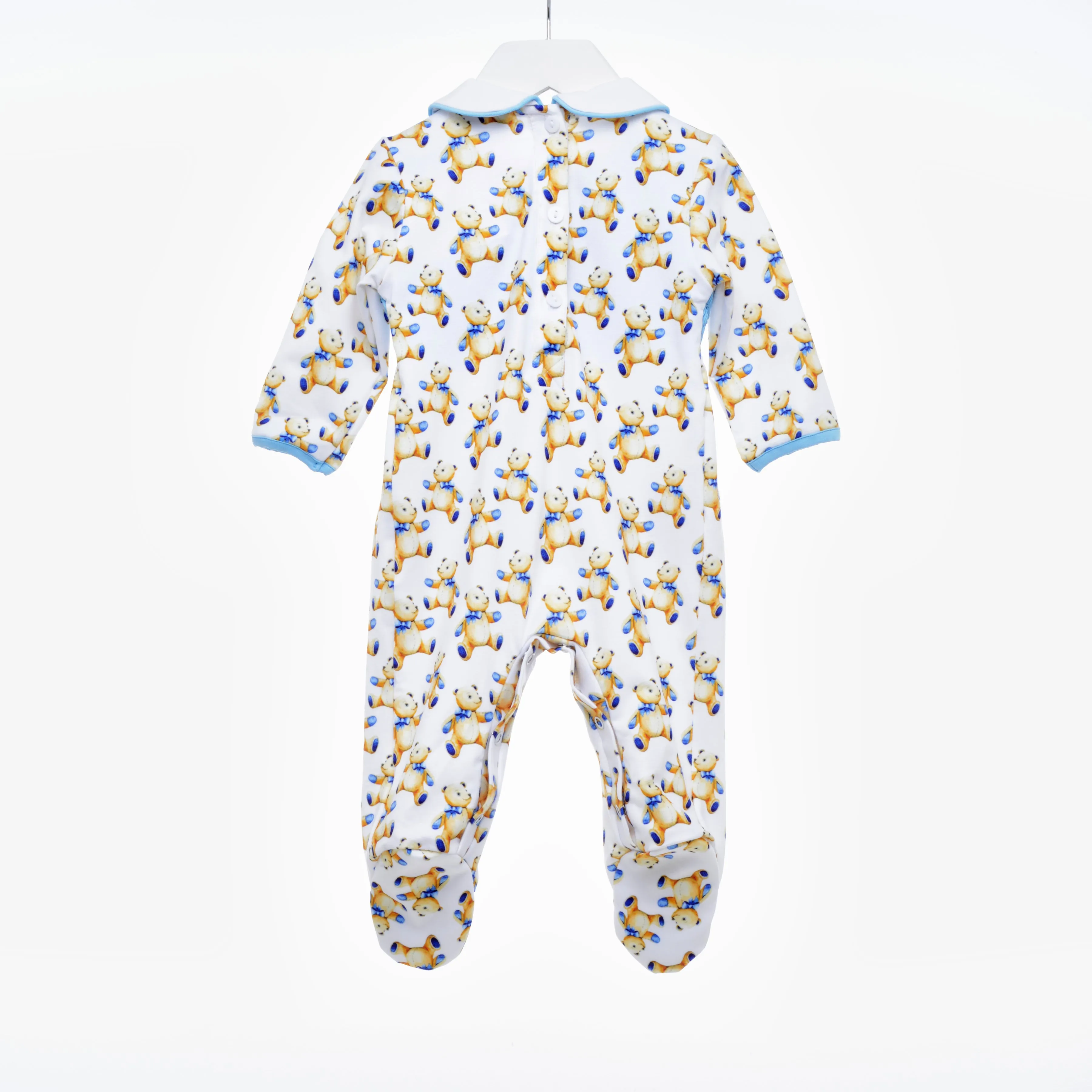 Ocean Baby Boys Smocked Teddy Sleepsuit & Bib Set (NB-12M)
