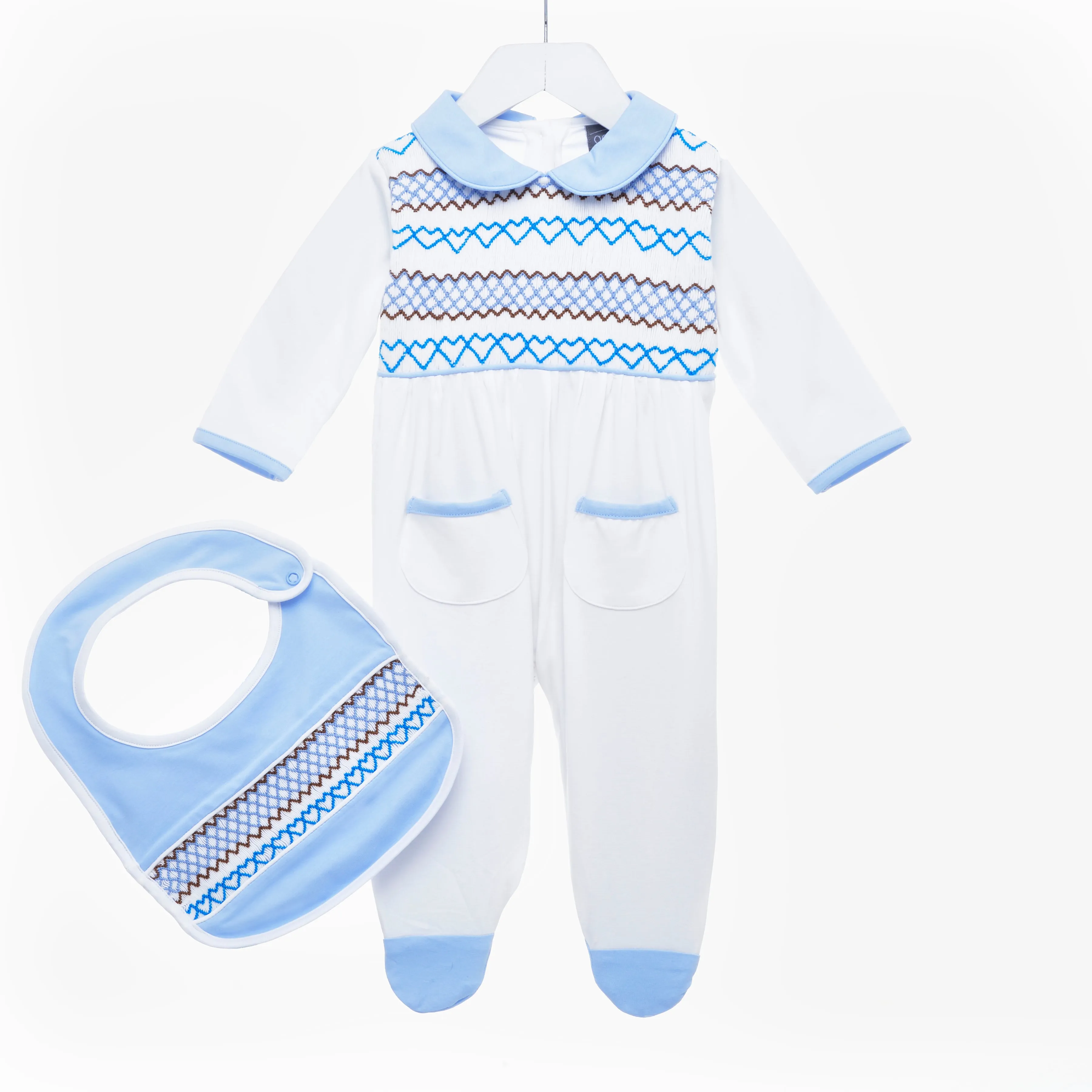 Ocean Baby Full Front Smocked Geometric Sleepsuit Set (NB-18M)