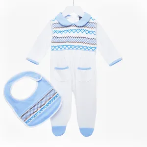 Ocean Baby Full Front Smocked Geometric Sleepsuit Set (NB-18M)