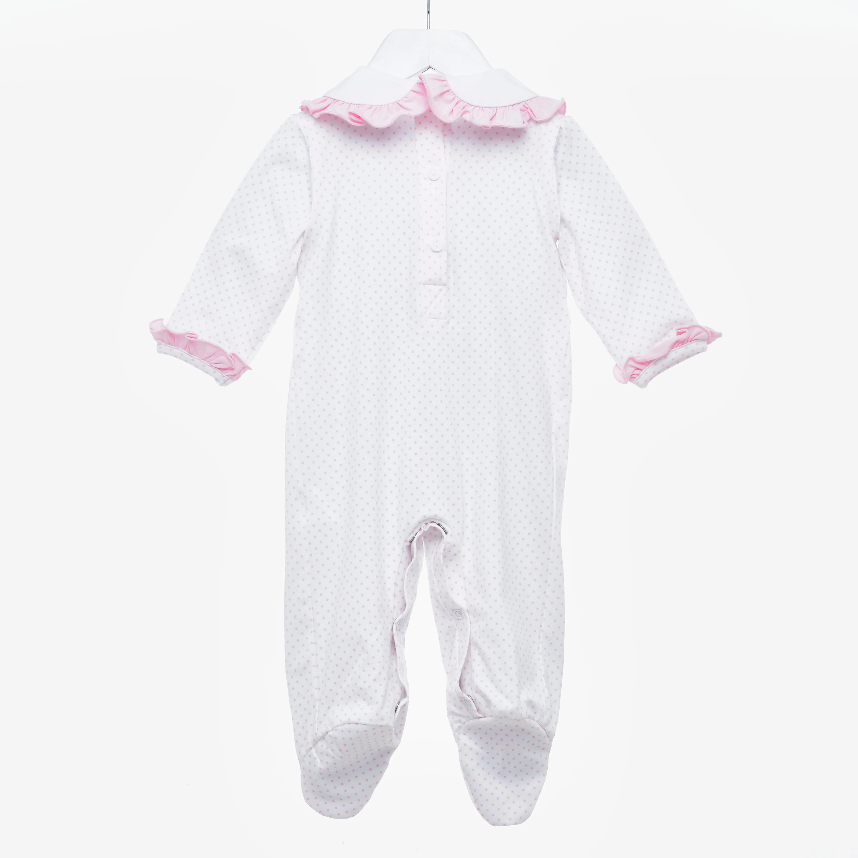 Ocean Baby Polka Dot Smocked Fairy Themed Sleepsuit & Frilly Bib Set (NB-18M)