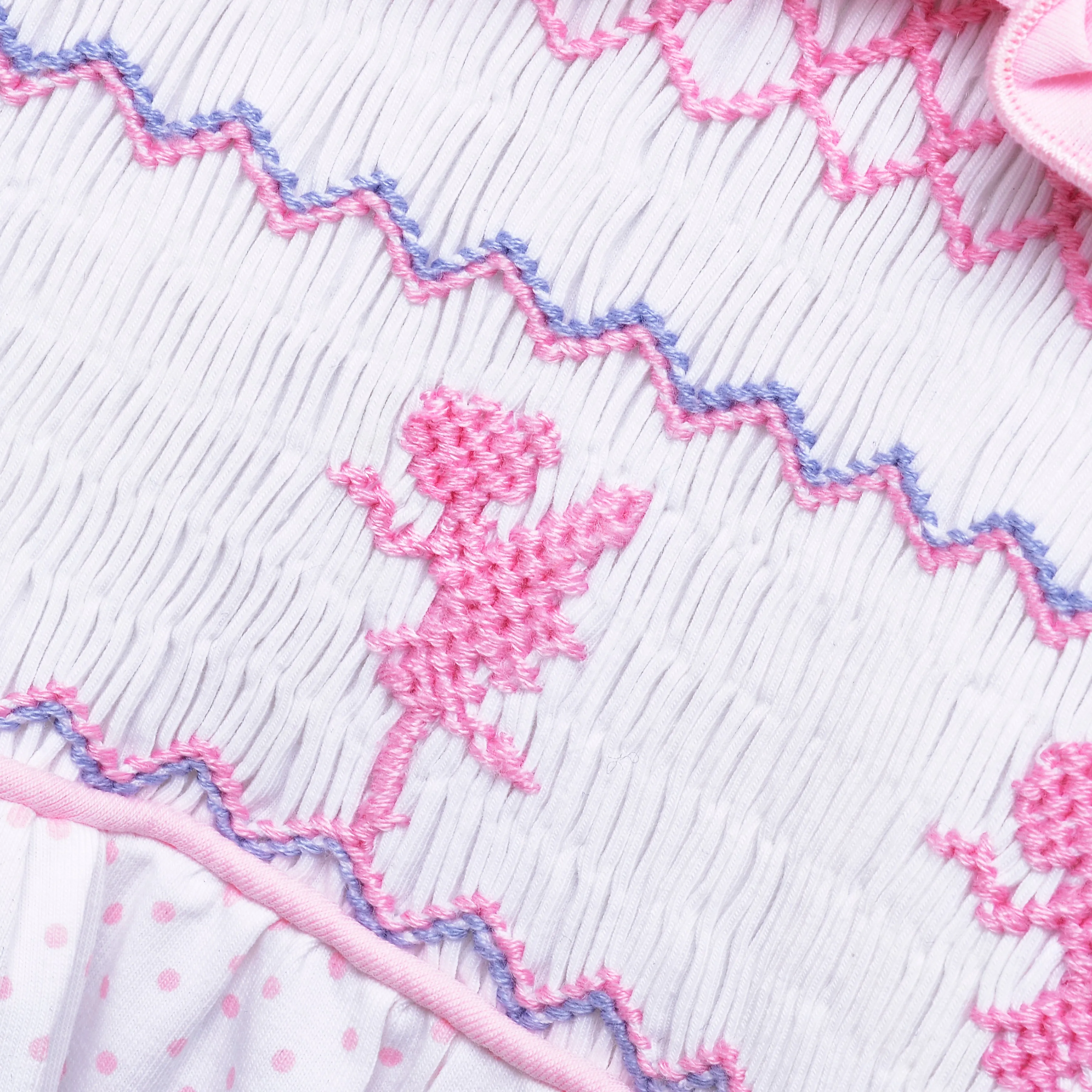 Ocean Baby Polka Dot Smocked Fairy Themed Sleepsuit & Frilly Bib Set (NB-18M)