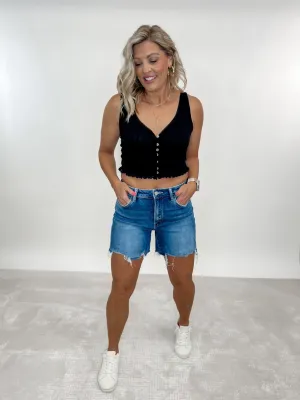 Off Duty High Rise Boyfriend Fit Shorts, Medium Wash