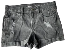 Old Navy Black Mid-Rise Boyfriend Distressed Shorts