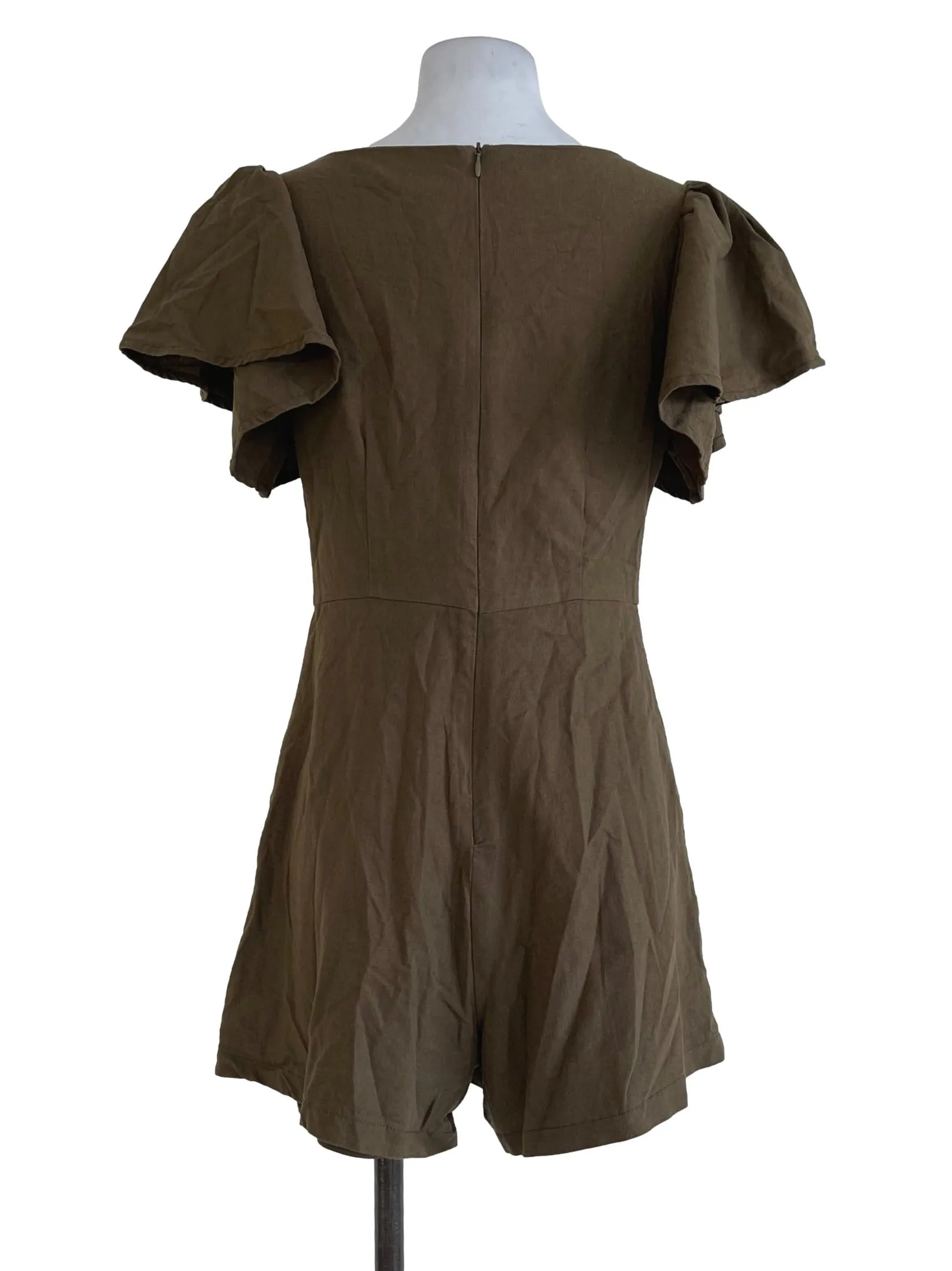 Olive Green Square Neck Romper