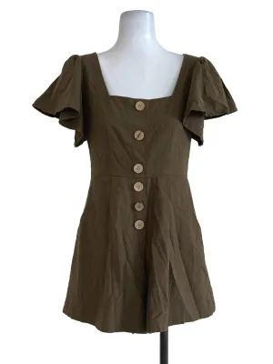 Olive Green Square Neck Romper