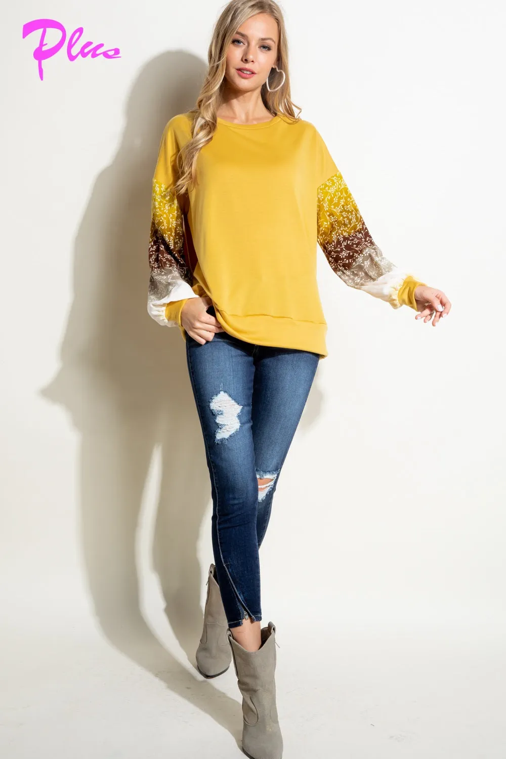 Ombre Tie Dye Volume Sleeve Top