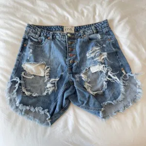 One Teaspoon Distressed Jean Shorts Size 28