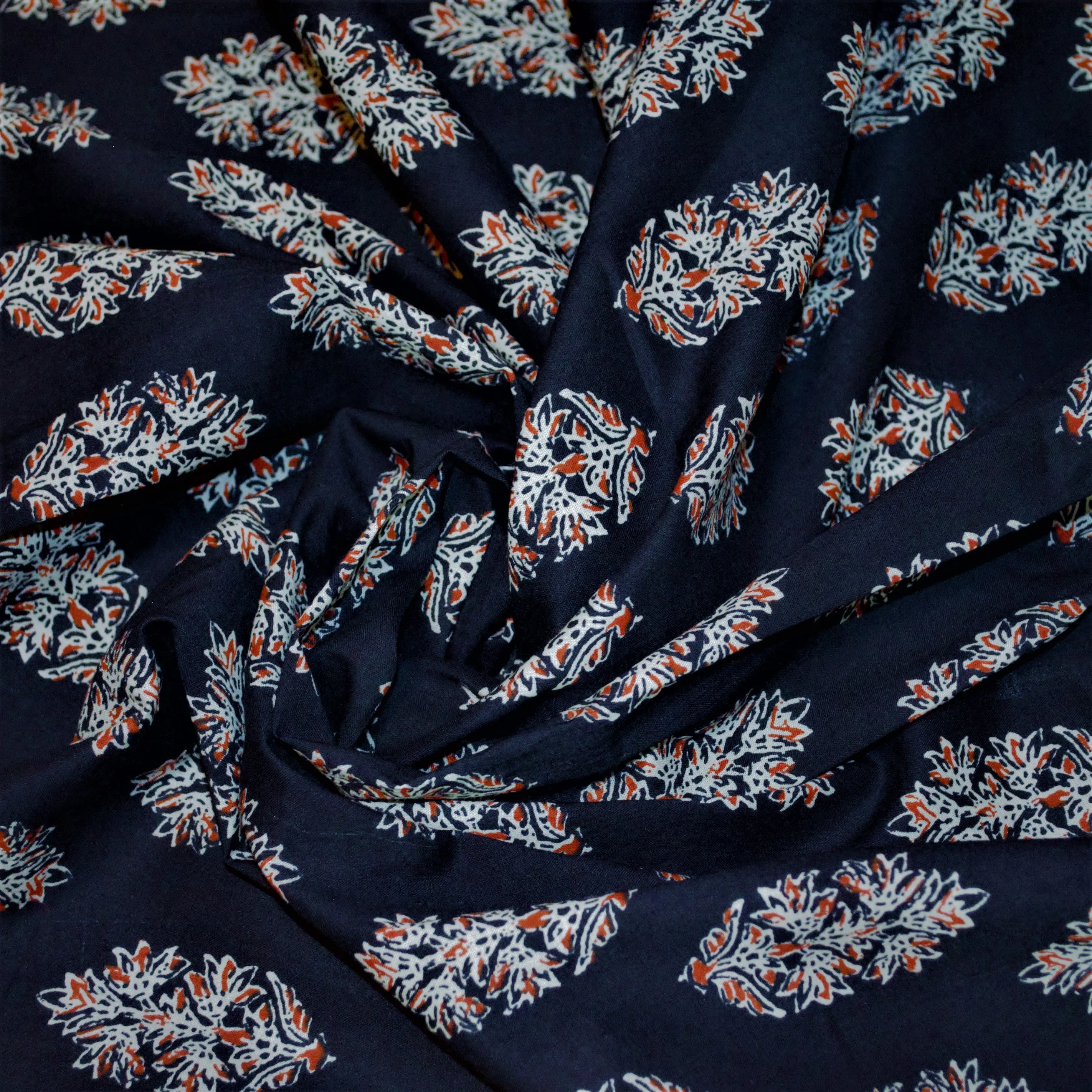 Orange & White Flowers on Navy