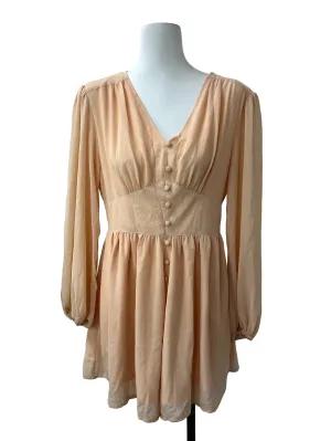 Orange V Neck Long Sleeved Romper