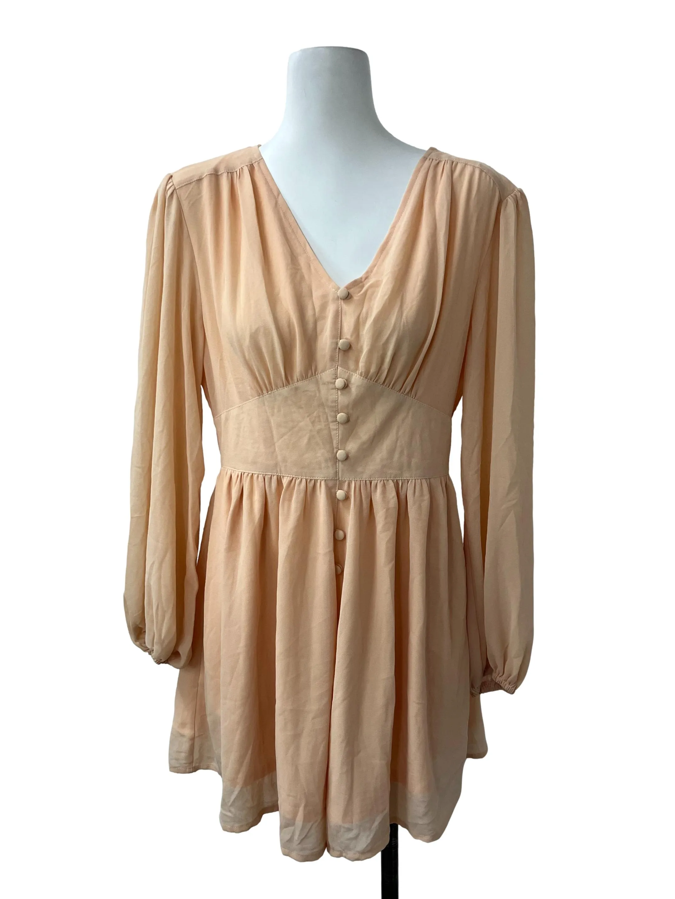 Orange V Neck Long Sleeved Romper