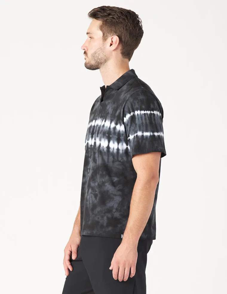 Owen Polo: Black Tie-Dye Stripe