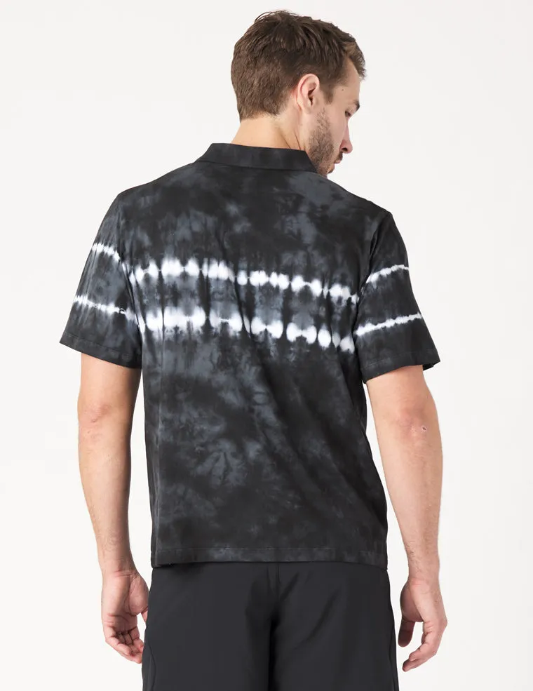 Owen Polo: Black Tie-Dye Stripe