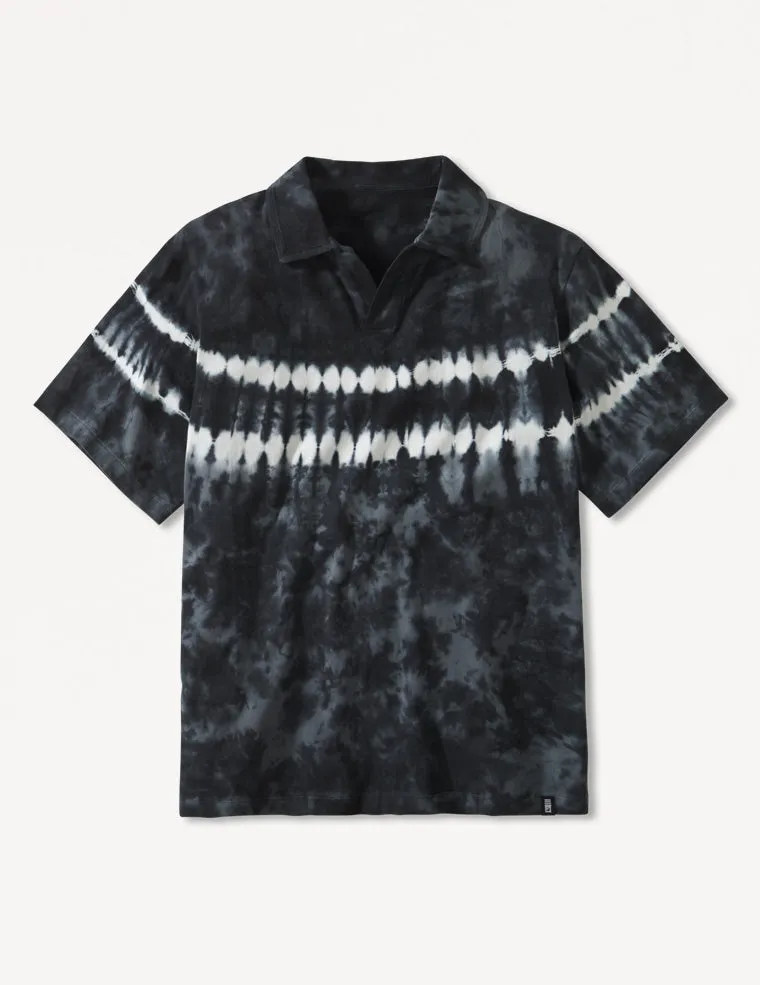 Owen Polo: Black Tie-Dye Stripe