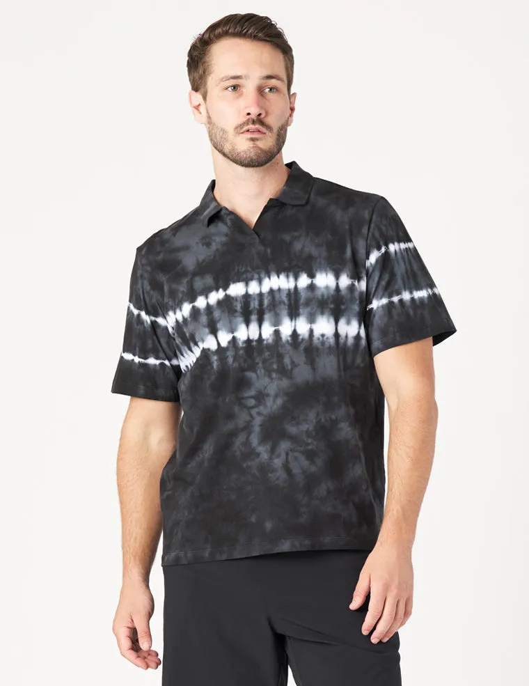 Owen Polo: Black Tie-Dye Stripe