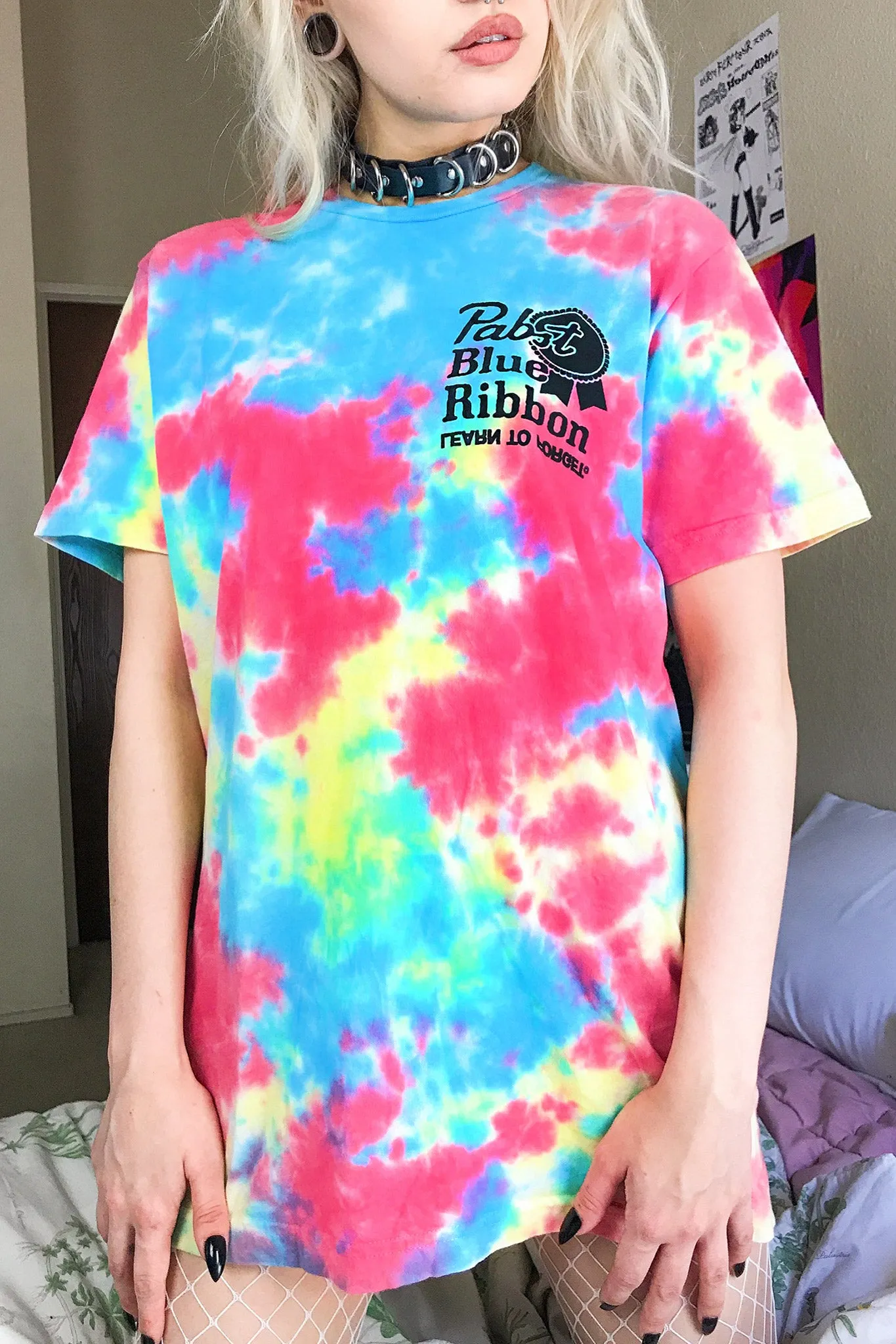 Pabst Vintage Logo Rainbow Tie Dye Tee