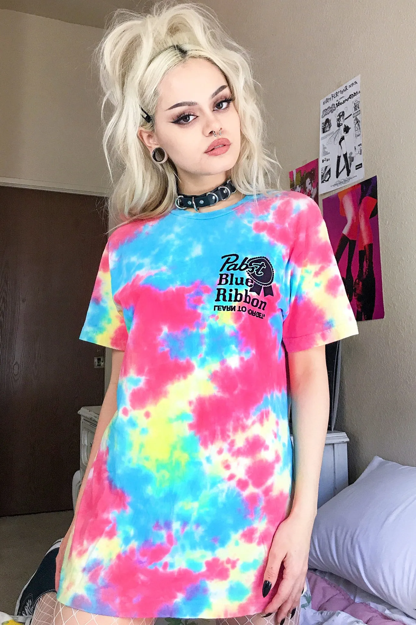 Pabst Vintage Logo Rainbow Tie Dye Tee