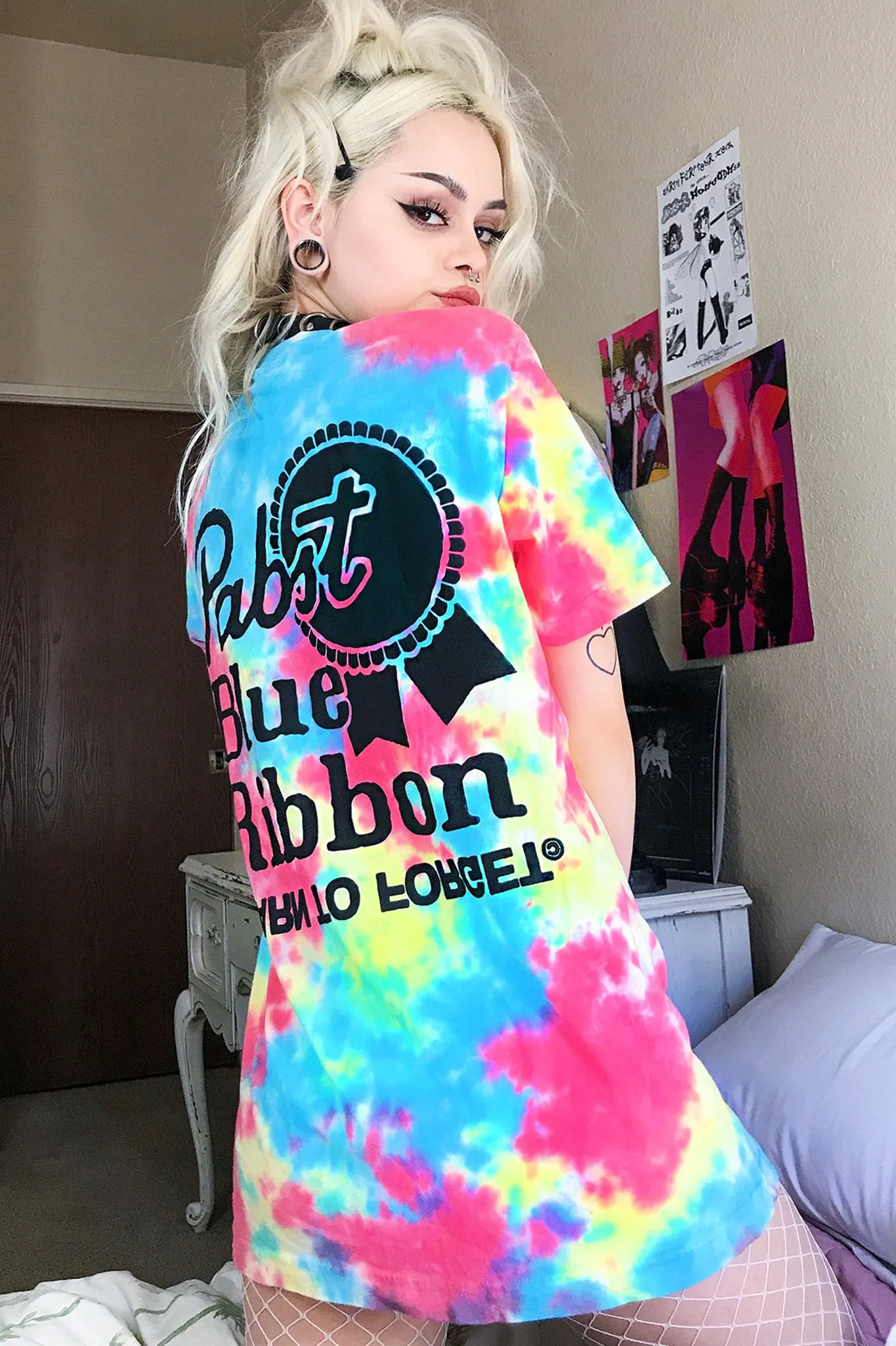 Pabst Vintage Logo Rainbow Tie Dye Tee