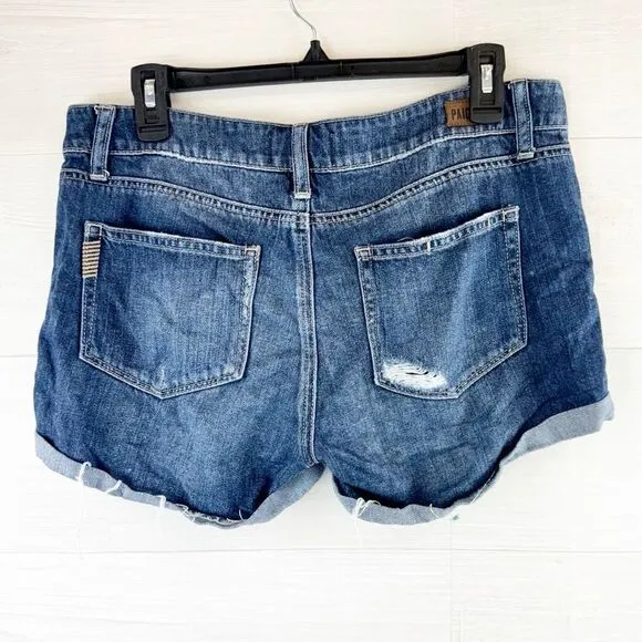 Paige Jimmy Jimmy High Rise Distressed Cuffed Denim Shorts