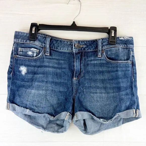 Paige Jimmy Jimmy High Rise Distressed Cuffed Denim Shorts