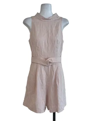 Peach Pink Pinstripe Romper