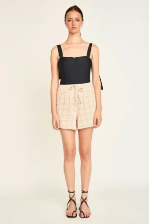Petra Pointelle Knit Shorts in Shell