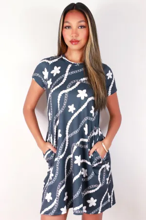 PIKAKE PLUMERIA TRAPEZE DRESS